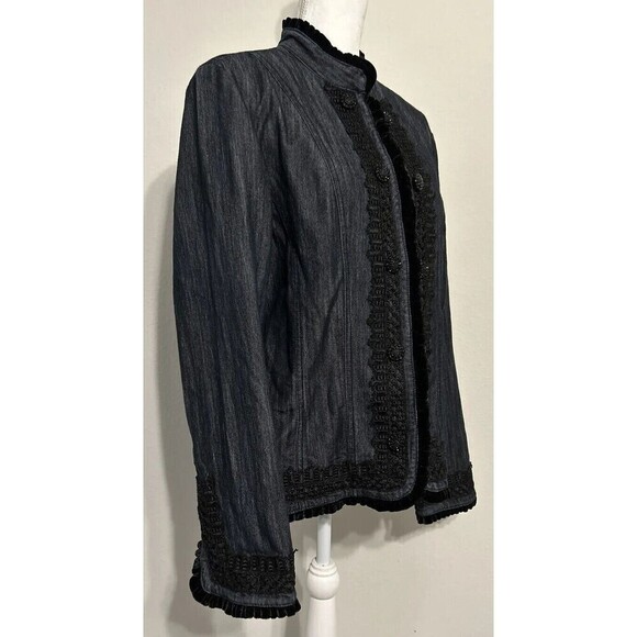 Emma James Victorian SteamPunk Style Dark Wash Jean Jacket Size 12 - Picture 4 of 12